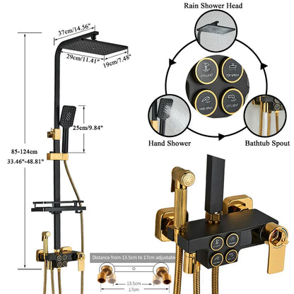 DecorBites™ Black Thermostatic Digital Shower Faucet Set 4-way Mixer Bidet Tap for Bathroom