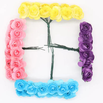 DecorBites™ 144pcs 2cm Artificial Paper Flowers for Wedding DIY Decoration