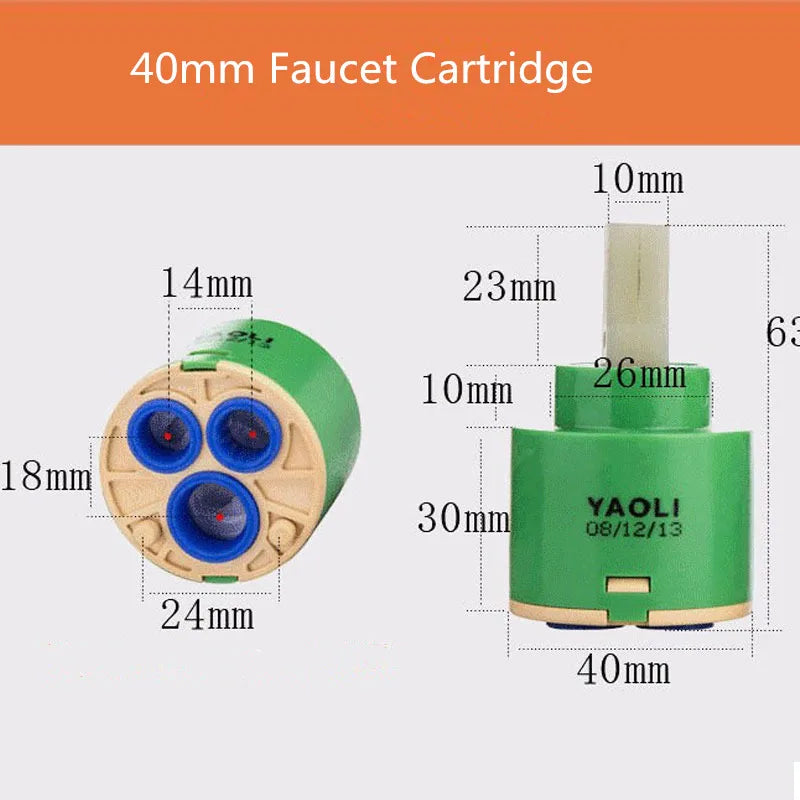 DecorBites™ 40mm Ceramic Faucet Cartridge: Durable Valve for 500,000 Uses