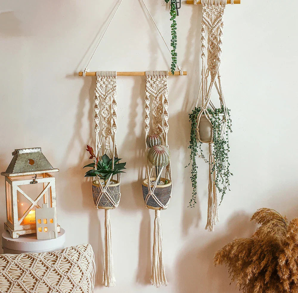 DecorBites™ Boho Macrame Plant Hanger Basket Wall Art Hanging Home Decor