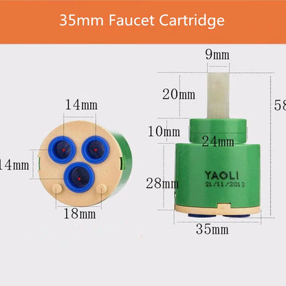 DecorBites™ 40mm Ceramic Faucet Cartridge: Durable Valve for 500,000 Uses
