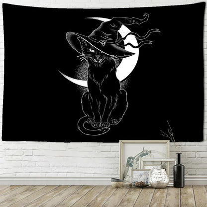 DecorBites™ Black Cat Psychedelic Tapestry Wall Hanging for Home Decor