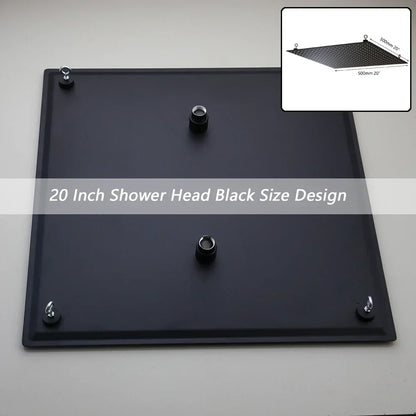 DecorBites™ 8-20" Black Ultra-thin Rain Shower Head for Bathroom Square Rainfall Faucet