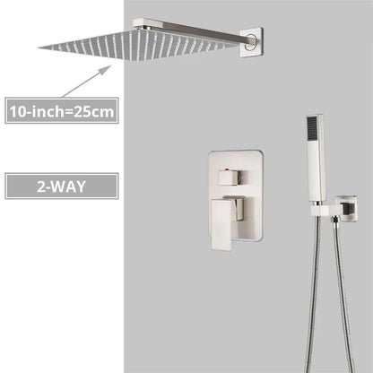 DecorBites™ Brushed Nickel Shower System with Rain Shower Head for Wall Mounted Bathroom