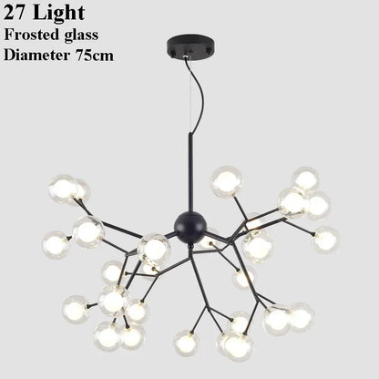 DecorBites™ Glass Ball Firefly LED Tree Branch Chandelier Industrial Black Lighting