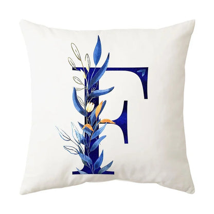 DecorBites™ Blue Alphabet Flower Letter Pillowcase for Home Decor