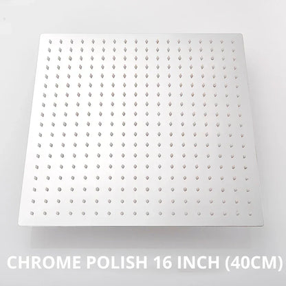 DecorBites™ 16 Inch Stainless Steel Chrome Square Rainfall Shower Head for Bathroom