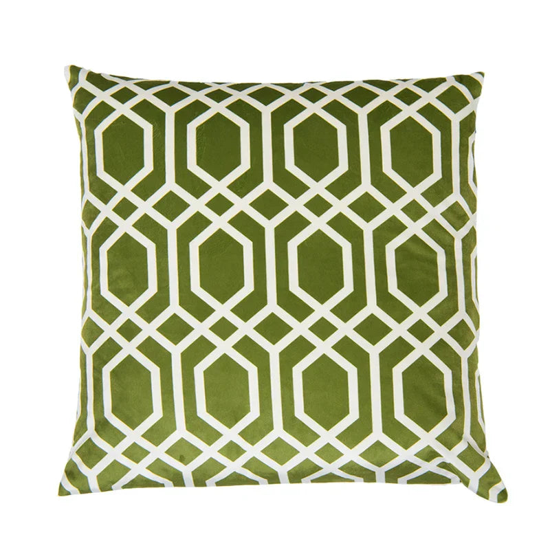 DecorBites™ Intersecting Geometric Velvet Printed Cushion Cover - Modern Nordic Sofa Decor 50x50cm