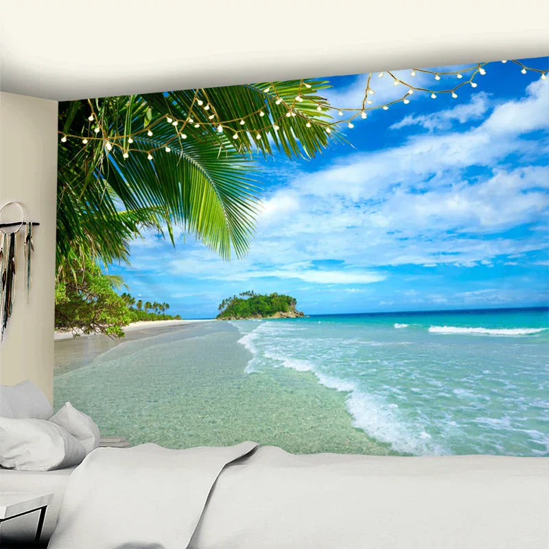 DecorBites™ Beach Coconut Tree Mandala Tapestry Wall Hanging Psychedelic Bohemian Decor