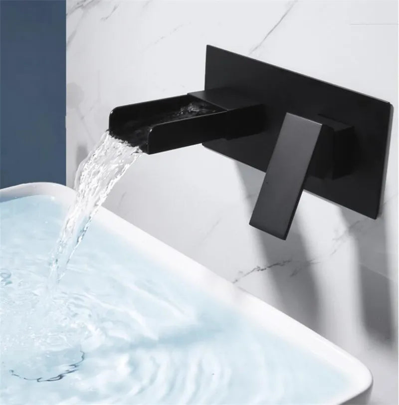 DecorBites™ Blanoir Black Chrome Waterfall Basin Mixer Tap Set