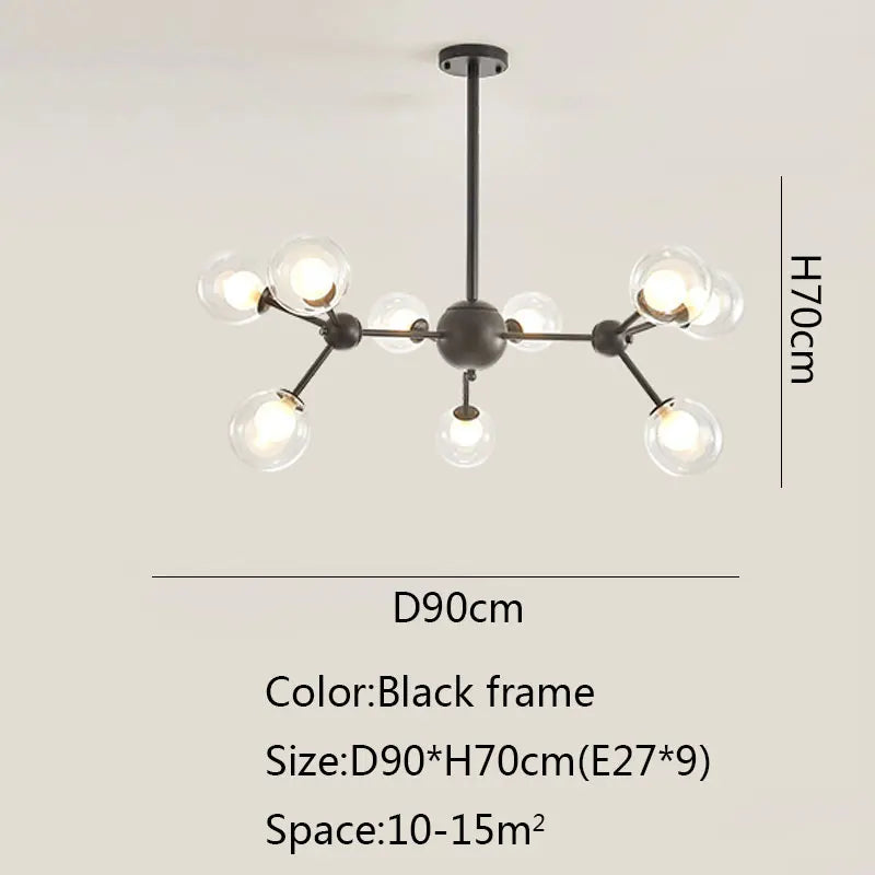 DecorBites™ Black Postmodern Sputnik Chandelier for Dining Room and Home Decor