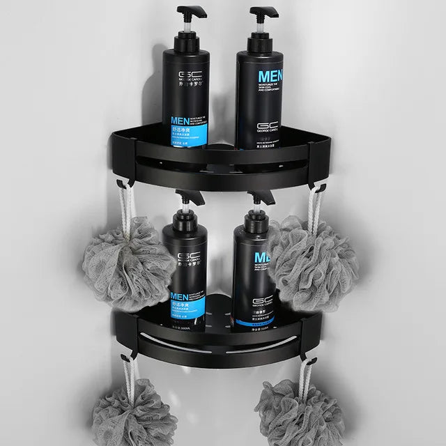 DecorBites™ Aluminum Black Bathroom Hardware Set: Towel Holder, Paper Holder, Corner Shelf, Towel Rack, Toilet Brush Holder