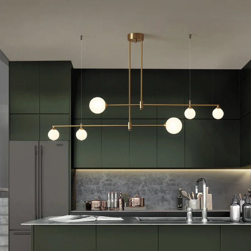 ™ Gold Copper Glass Ball Chandelier Pendant for Dining Room & Kitchen