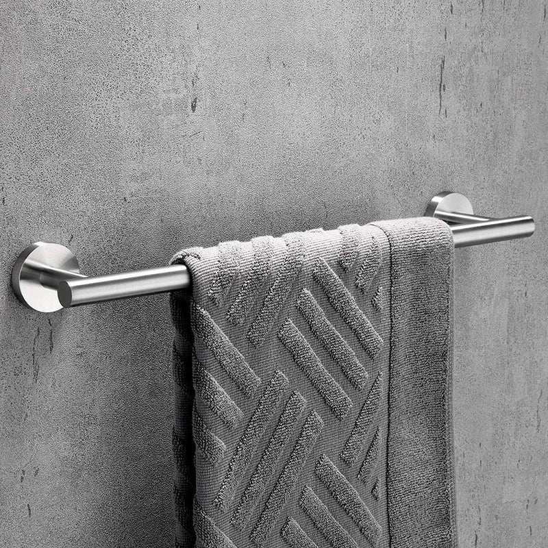 DecorBites™ Black Stainless Steel Bathroom Set: Robe Hook, Towel Rail, Shelf, Tissue Holder