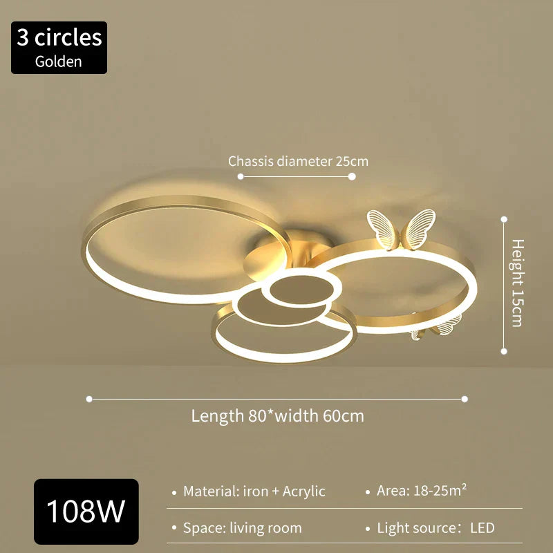 DecorBites™ Butterfly Light: Modern Round Ceiling Lamp for Light Luxury Living Room, 2024 New Model