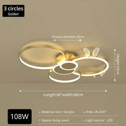 DecorBites™ Butterfly Light: Modern Round Ceiling Lamp for Light Luxury Living Room, 2024 New Model