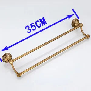 DecorBites™ Antique Brass Towel Holder Single Bar Rack. Solid Aluminium Rail, 30/40/45/50/60cm.