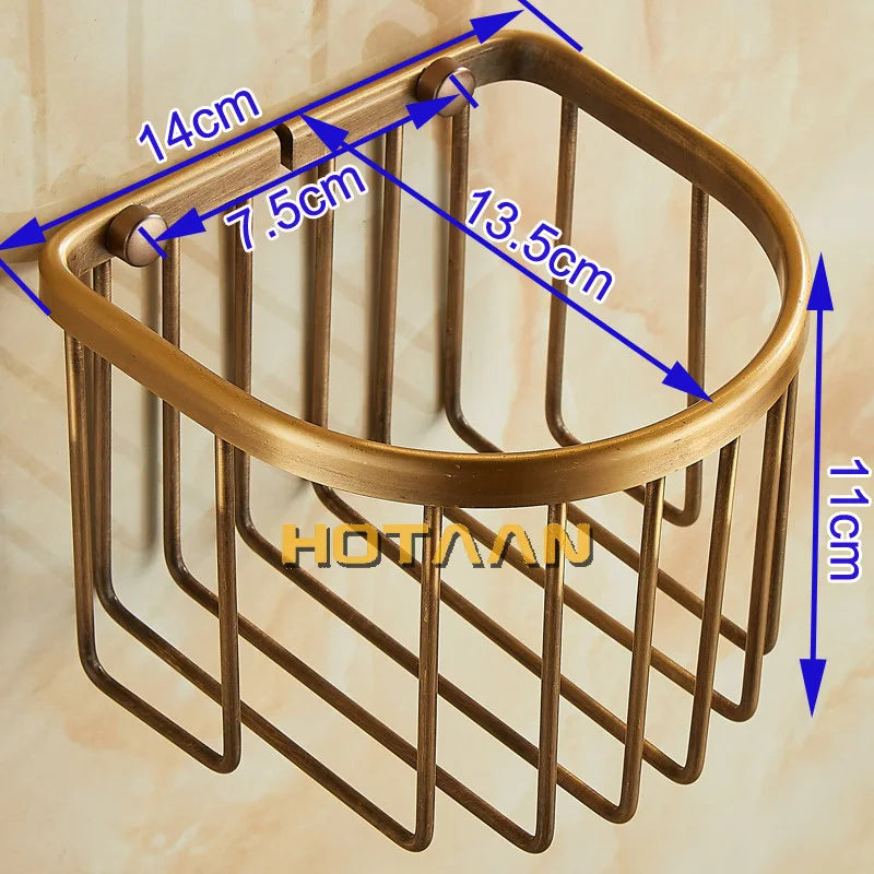 DecorBites™ Antique Brass Toilet Paper Holder Mounted Roll Tissue Box - YT-1392