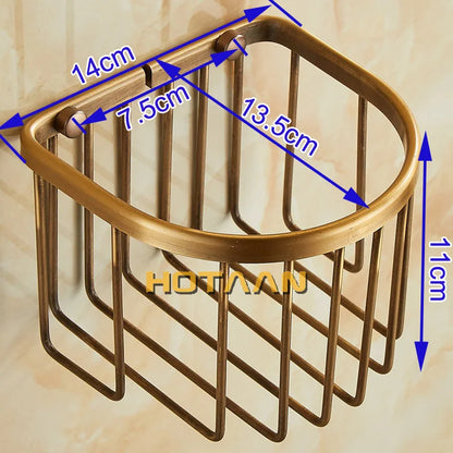 DecorBites™ Antique Brass Toilet Paper Holder Mounted Roll Tissue Box - YT-1392