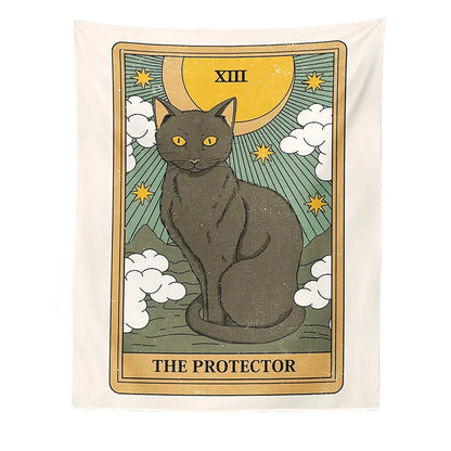 DecorBites™ Cat Divination Tarot Card Tapestry Moon Phase Wall Hanging Décor
