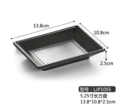 DecorBites™ Black Melamine Plastic Dipping Sauce Dish Bowl Set - Pack of 4