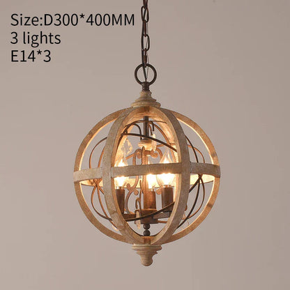 DecorBites™ Antique Wood Globe Chandelier for Bedroom Living Room Kitchen Dining Room