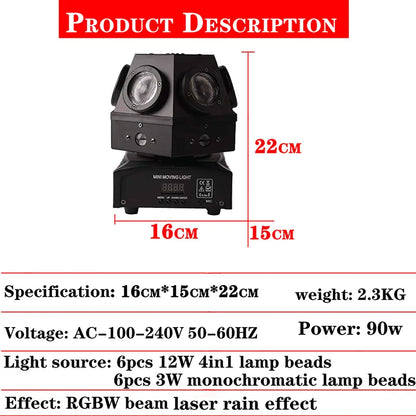 DecorBites™ 60W Moving Head Strobe Beam Laser Light Projector DJ Disco Lights