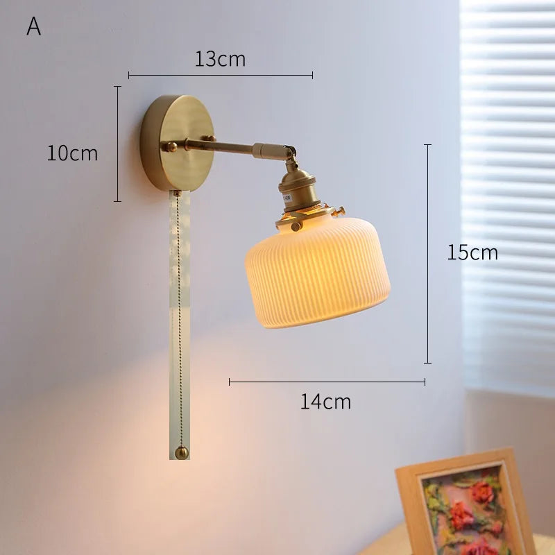 DecorBites™ LED Ceramic Wall Sconce with Knob Switch for Bedroom Bathroom Mirror Lighting
