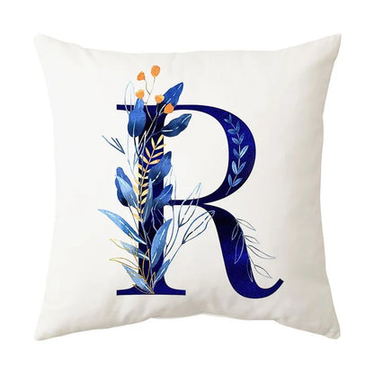 DecorBites™ Blue Alphabet Flower Letter Pillowcase for Home Decor
