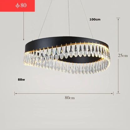 DecorBites™ Crystal Stainless Steel LED Chandelier for Foyer