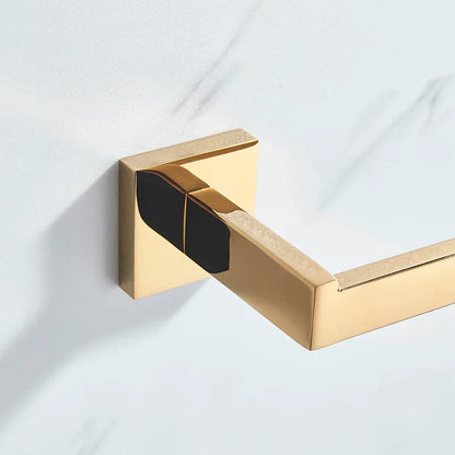 DecorBites™ Gold Bathroom Hardware Set: Robe Hook, Towel Rail, Shelf, Tissue Holder
