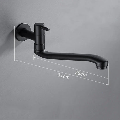 DecorBites™ Black Stainless Steel Swivel Kitchen Faucet 360 Degree Rotation Wall Mounted