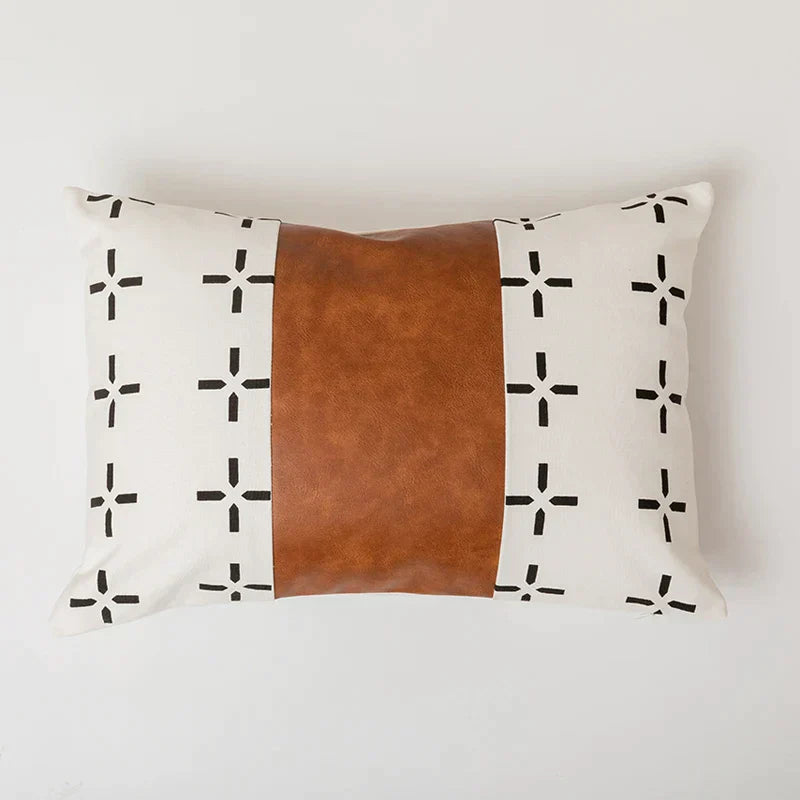 DecorBites™ Brown Faux Leather Pillow Cover for Home Decoration