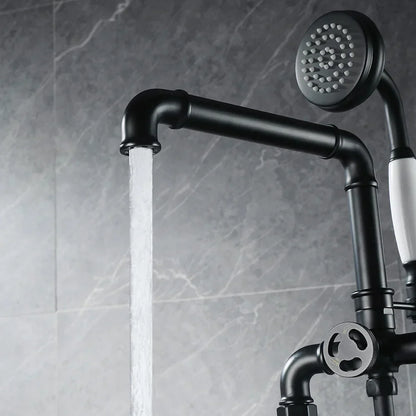DecorBites™ Industrial Black Floor Standing Dual Handle Bathroom Shower Faucet