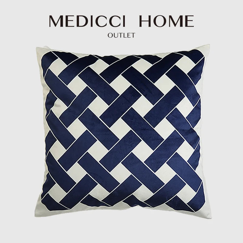 DecorBites™ Intersecting Geometric Velvet Printed Cushion Cover - Modern Nordic Sofa Decor 50x50cm