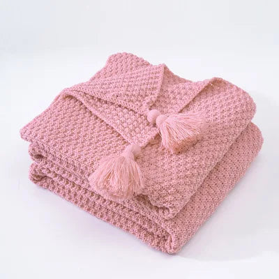 DecorBites™ Knitted Woolen Ball Blanket - Super Warm Cozy Sofa Throw Blanket