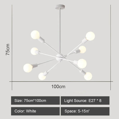 DecorBites™ LED Ceiling Chandelier: Modern & Industrial Sputnik Style for Living Room & Bedroom