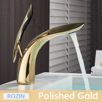™ Golden Rose Bathroom Faucet Waterfall Basin Mixer Taps - Luxury Single Hole
