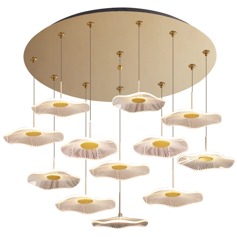 DecorBites™ Lotus Leaf Tea Art Spiral Staircase Chandelier - Chinese Style Pendant Light