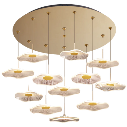 DecorBites™ Lotus Leaf Tea Art Spiral Staircase Chandelier - Chinese Style Pendant Light