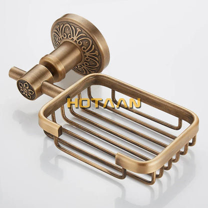 DecorBites™ Antique Brass Bathroom Soap Basket Wall Mounted Soap Dish Holder