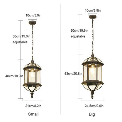 DecorBites™ Black Rustic Outdoor Hanging Lantern Light with Clear Glass Flush Mount Fixture