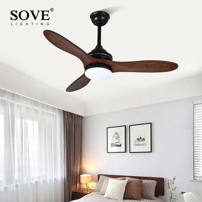 DecorBites™ Black Wood Industrial Ceiling Fan Remote Control DC 220v