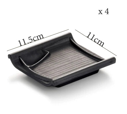 DecorBites™ Black Melamine Plastic Dipping Sauce Dish Bowl Set - Pack of 4