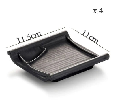 DecorBites™ Black Melamine Plastic Dipping Sauce Dish Bowl Set - Pack of 4