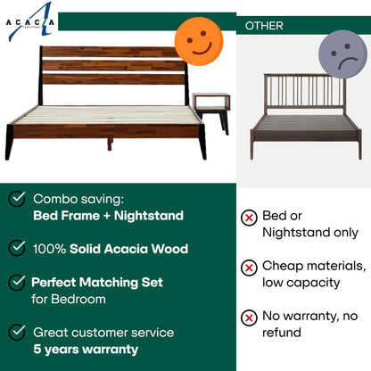 [Buy 1 Get 1] Emery Solid Wood Bed Frame & Nightstand