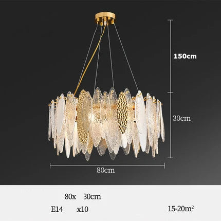 DecorBites™ Art Deco Glass Iron LED Chandelier for Dinning Room