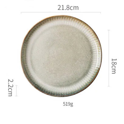 DecorBites™ Ceramic Dessert Plate - Round Solid Pattern - Household Tableware
