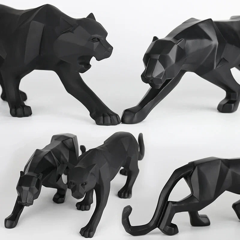 DecorBites™ Black Panther Resin Geometric Statue Decor Ornament