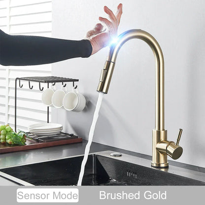 DecorBites™ Gold Kitchen Faucet with Touch Sensor Control for Sensitive Mixer Experience